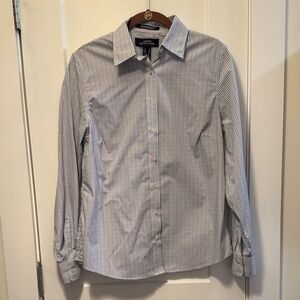 Lands' End Women's No Iron Pinstripe Multi Color  Button Down Shirt Size 8